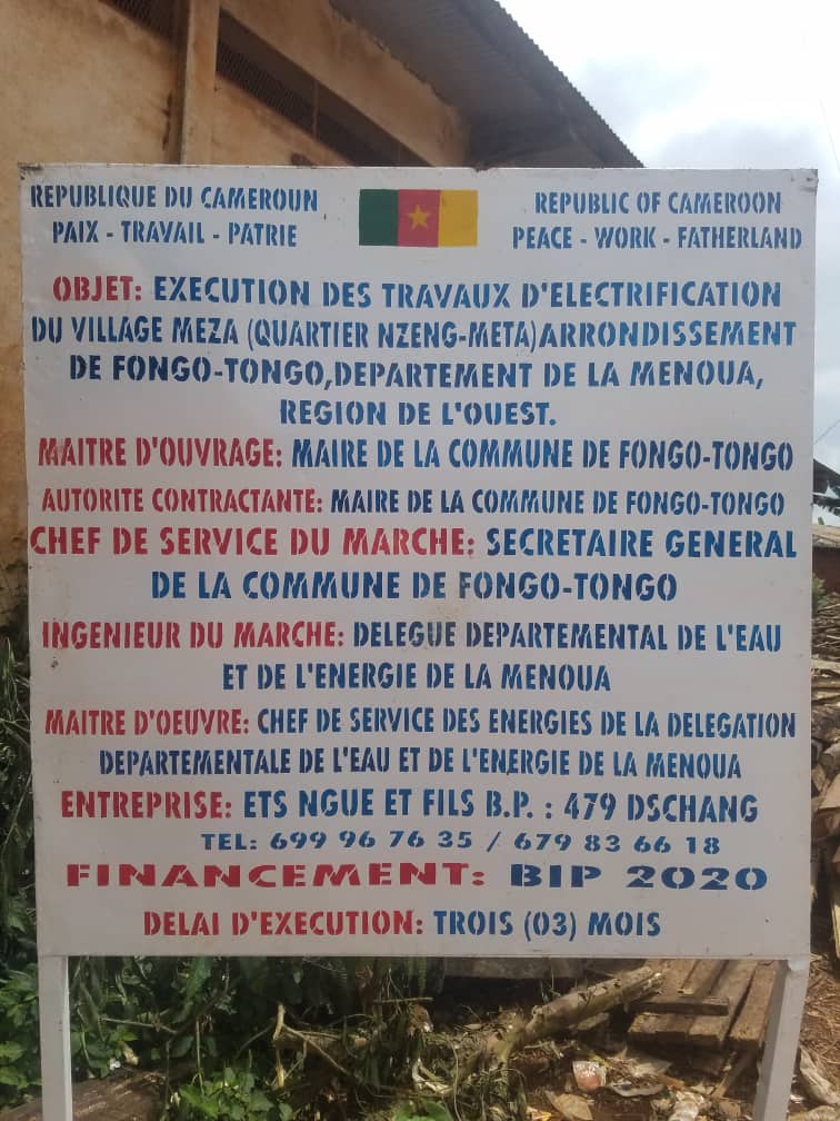 Extension du réseau électrique à Fongo-Tongo : le village Meza et environs brillent